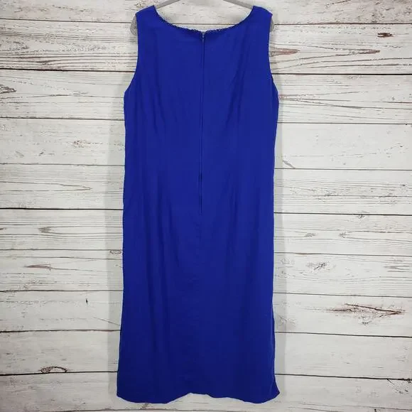 Sag Harbor Women's Blue Linen Blend Embroidered Maxi Dress Size 18W - Picture 11 of 14